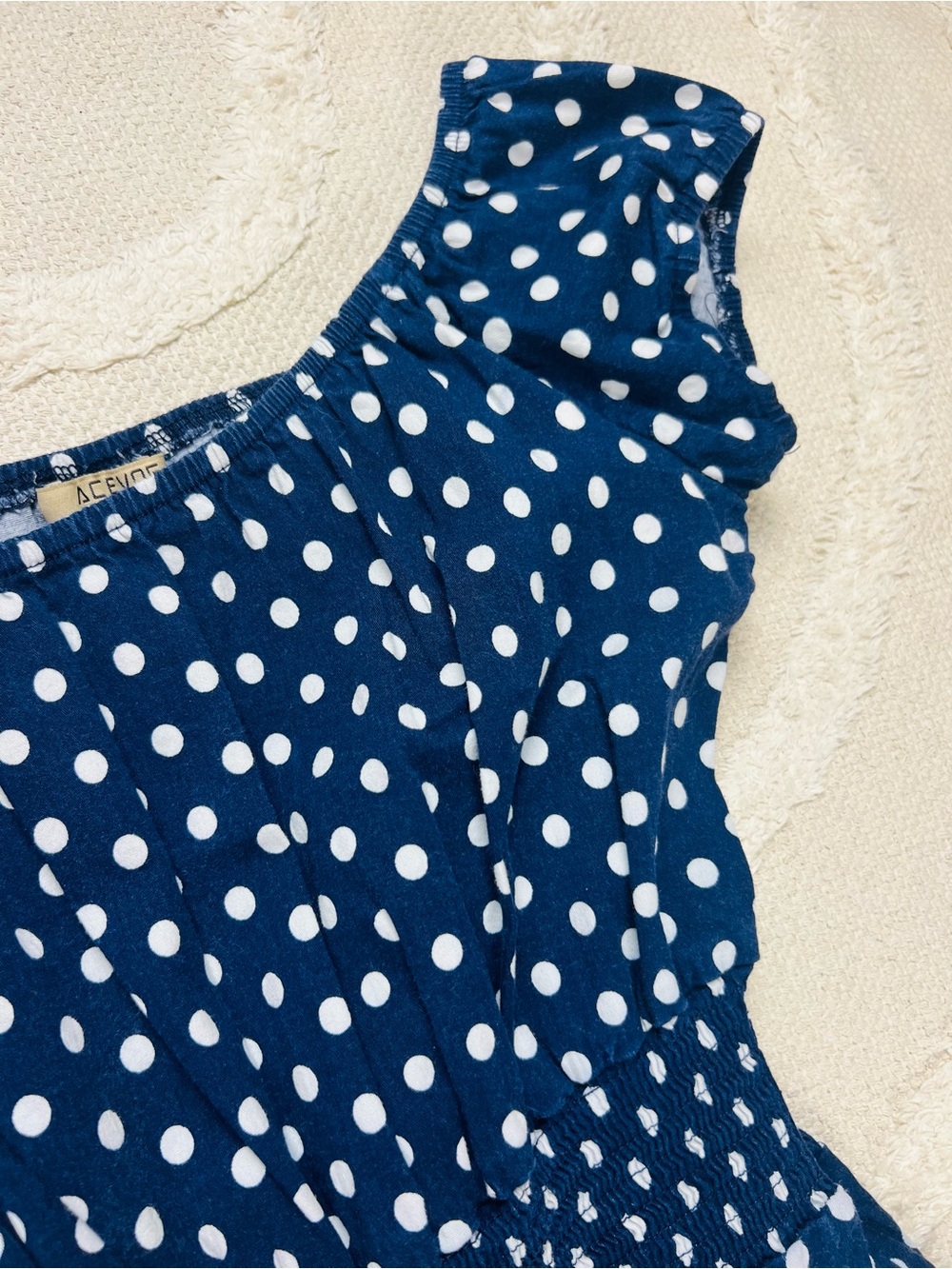 Polka Dot Navy and White Dress – M | Retro-Inspired - Picture 3 of 15
